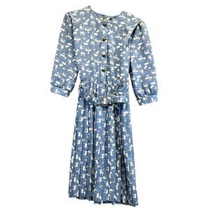 Breli Original Union Label Dress USA Size 10 Flowers‎ Blue Grannycore Fairy